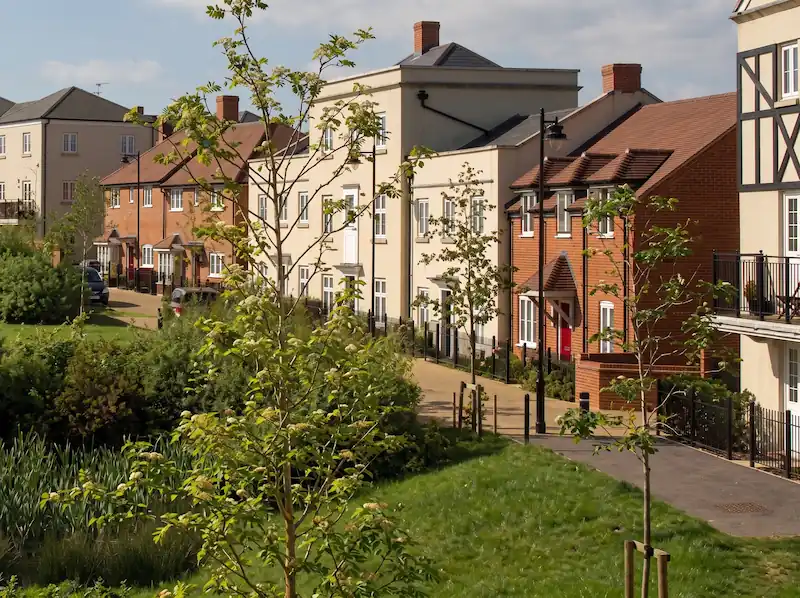 Houses against greenway
